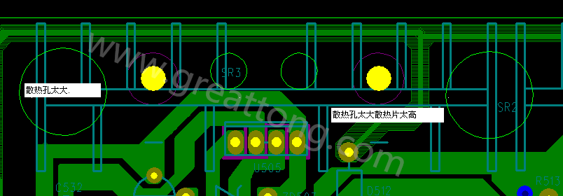 PCB設(shè)計中，散熱孔散熱片設(shè)計不當，造成很多電源板斷裂
