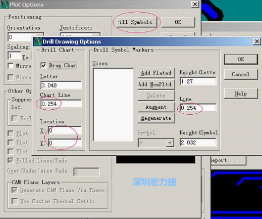 轉(zhuǎn)孔圖時也需在Customize Document欄點擊Option，在彈出的Plot Options-窗口中選擇Drill Symbols